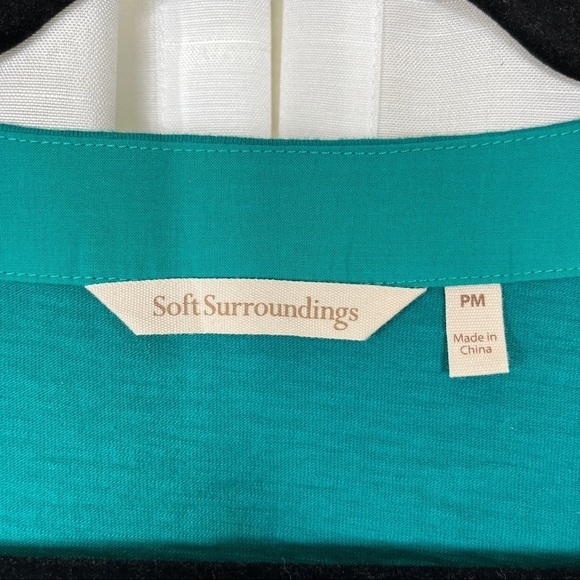 Soft surroundings teal sleeveless button down blouse in petite - Picture 5 of 7